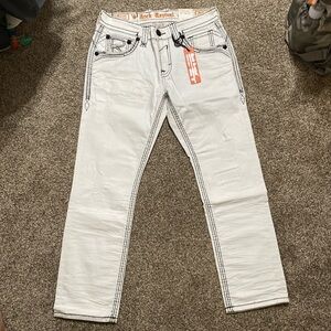 Men’s white slim straight Rock Revival jeans